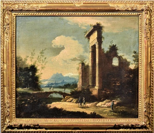Antiquités - Paire de paysages vénitiens - Pietro Antonio Domenichini (1699-1743)